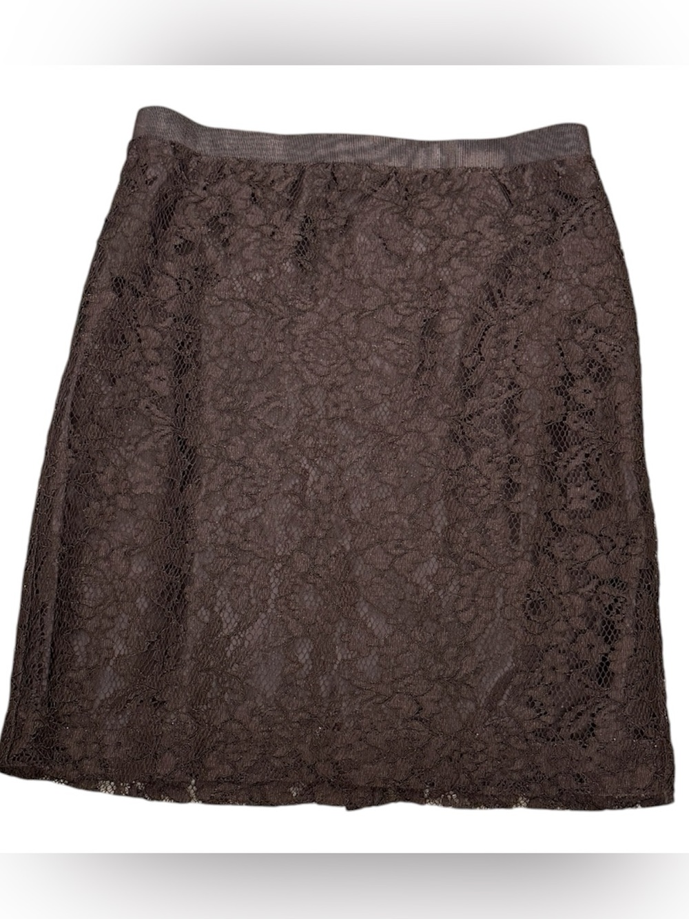 LOFT Brown Floral Lace A-Line Mini Skirt Fully Lined Women's Size 4 Back Zip